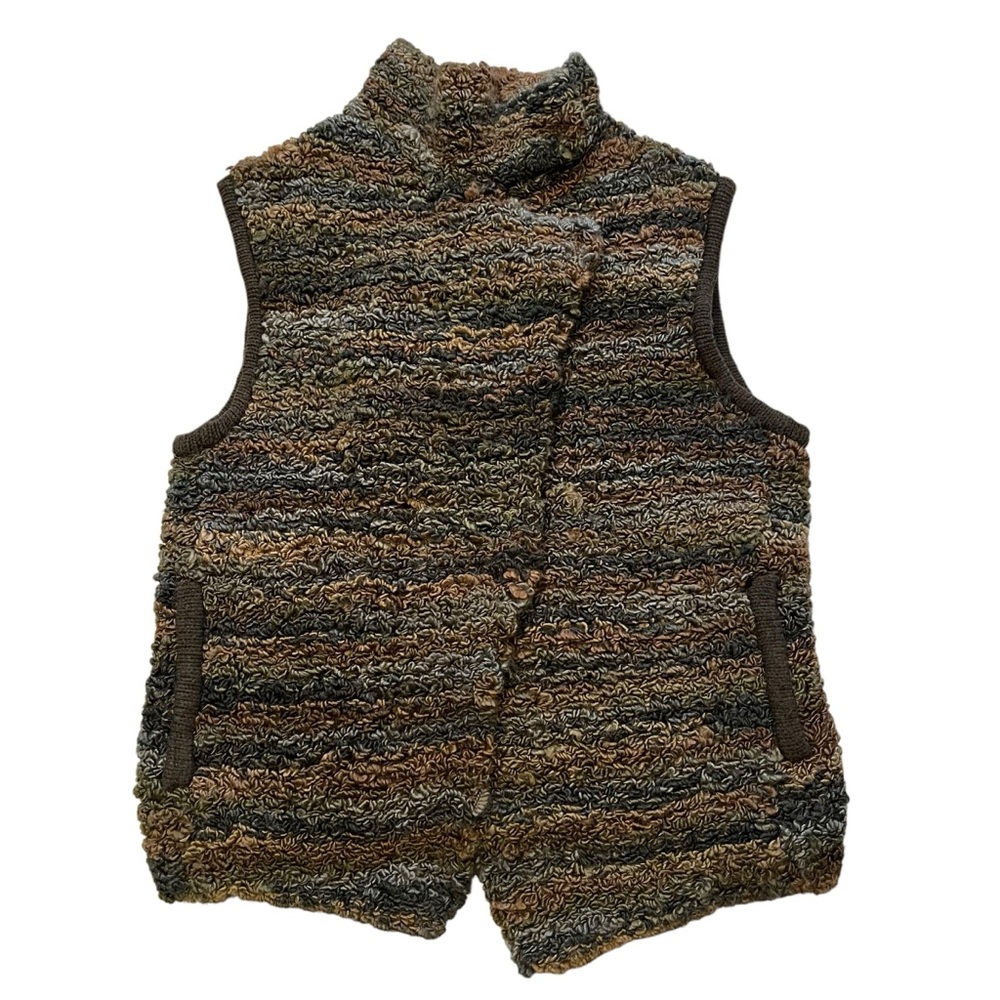 Curio New York Heavyweight Knitted Boucle Asymmetrical Snap Button Vest, Sz L